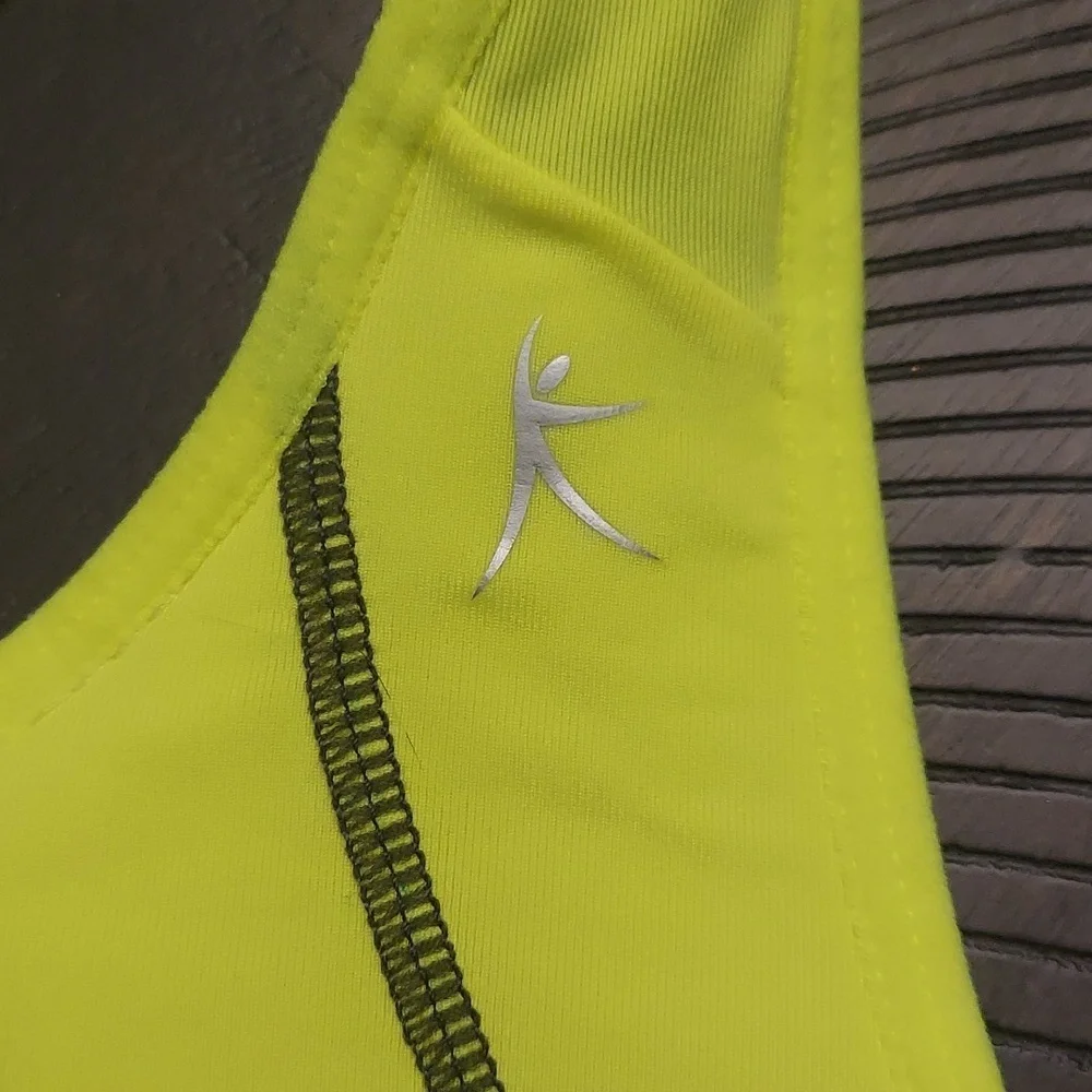 DANSKIN NOW Lime Yellow and Black Racerback Sports Bra - Picture 5 of 8